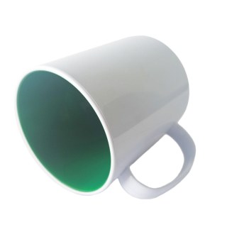 Caneca de Plástico Polímero 360ml Branca com Interior Colorido para Sublimação (ADP) | Verde Bandeira na Sulink