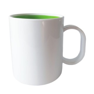 Caneca de Plástico Polímero 360ml Branca com Interior Colorido para Sublimação (SFCT) | Verde na Sulink