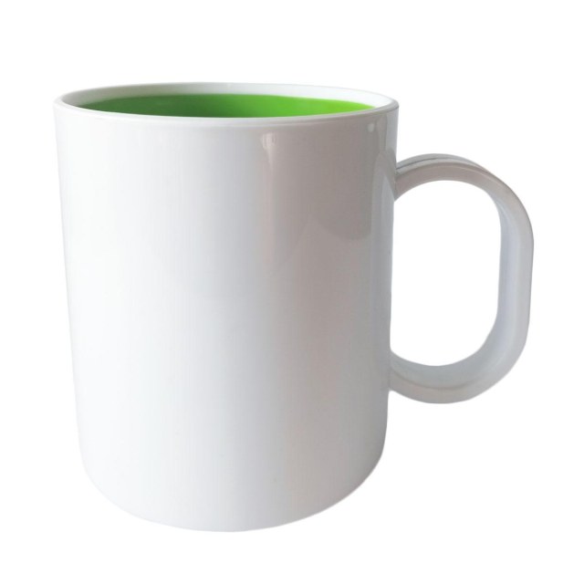 Caneca de Plástico Polímero 360ml Branca com Interior Colorido para Sublimação (SFCT) | Verde na Sulink
