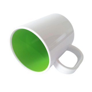 Caneca de Plástico Polímero 360ml Branca com Interior Colorido para Sublimação (SFCT) | Verde na Sulink