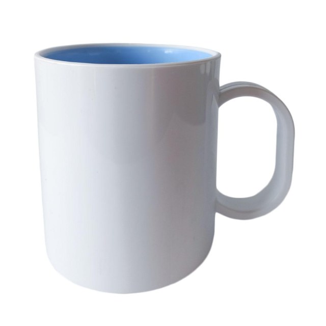 Caneca de Plástico Polímero 360ml Branca com Interior Colorido para Sublimação (SFCT) | Azul BB na Sulink