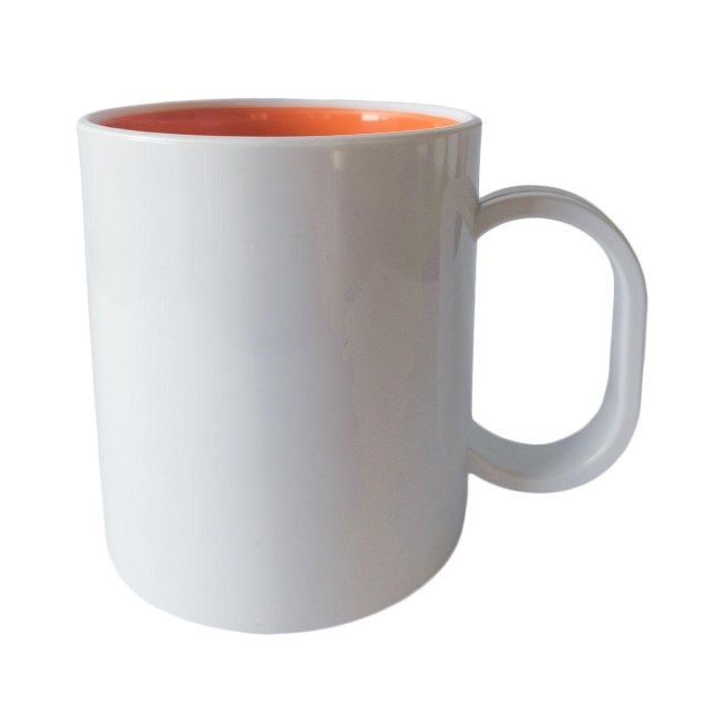 Caneca de Plástico Polímero 360ml Branca com Interior Colorido para Sublimação (SFCT) | Laranja na Sulink