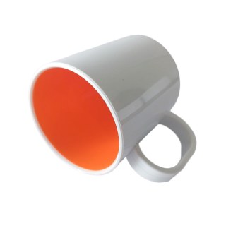 Caneca de Plástico Polímero 360ml Branca com Interior Colorido para Sublimação (SFCT) | Laranja na Sulink