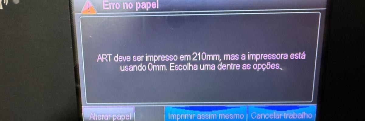 Aviso de Erro no papel nas Impressoras Plotters HP no Blog
