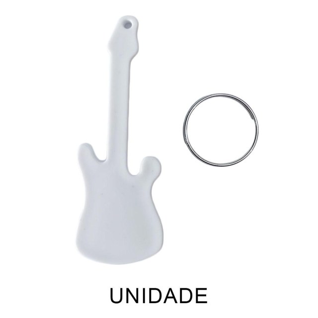 Chaveiro em Polímero Guitarra Branco para Sublimação (UDP) com Argola | Unidade