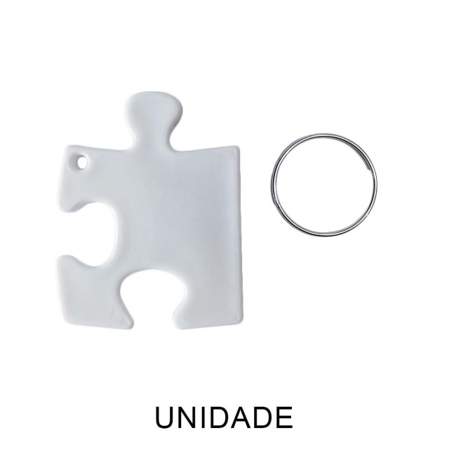 Chaveiro em Polímero Quebra-Cabeça Branco para Sublimação (UDP) com Argola | Unidade