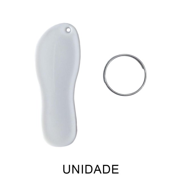 Chaveiro em Polímero Chinelo Branco para Sublimação (UDP) com Argola | Unidade