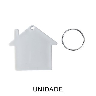 Chaveiro em Polímero Casa / Casinha Branco para Sublimação (UDP) com Argola | Unidade na Sulink