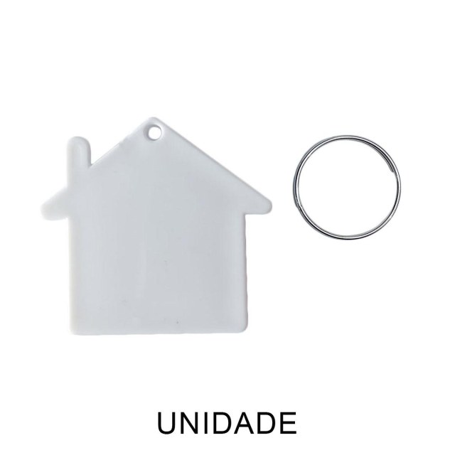 Chaveiro em Polímero Casa / Casinha Branco para Sublimação (UDP) com Argola | Unidade
