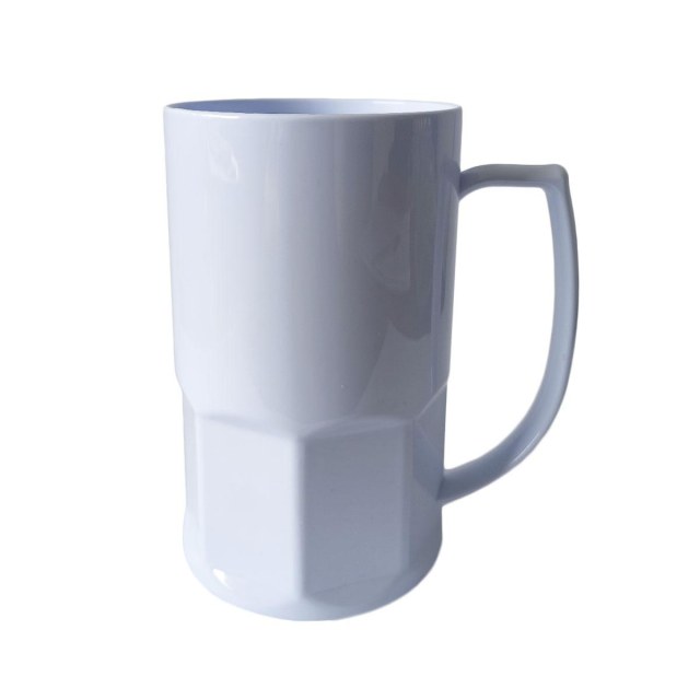 Caneca de Chopp de Plástico Polímero com Base Trabalhada 500ml para Sublimação | Branca