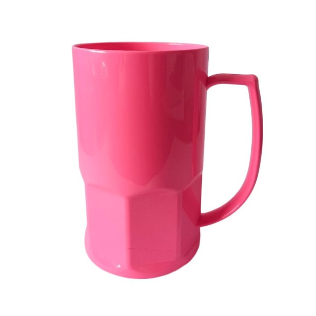 Caneca de Chopp de Plástico Polímero com Base Trabalhada 500ml para Sublimação | Rosa