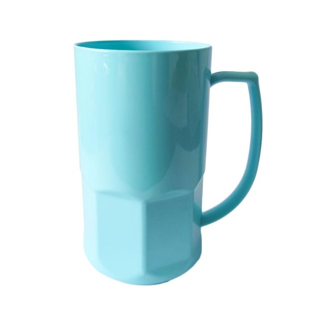 Caneca de Chopp de Plástico Polímero com Base Trabalhada 500ml para Sublimação | Azul Turquesa