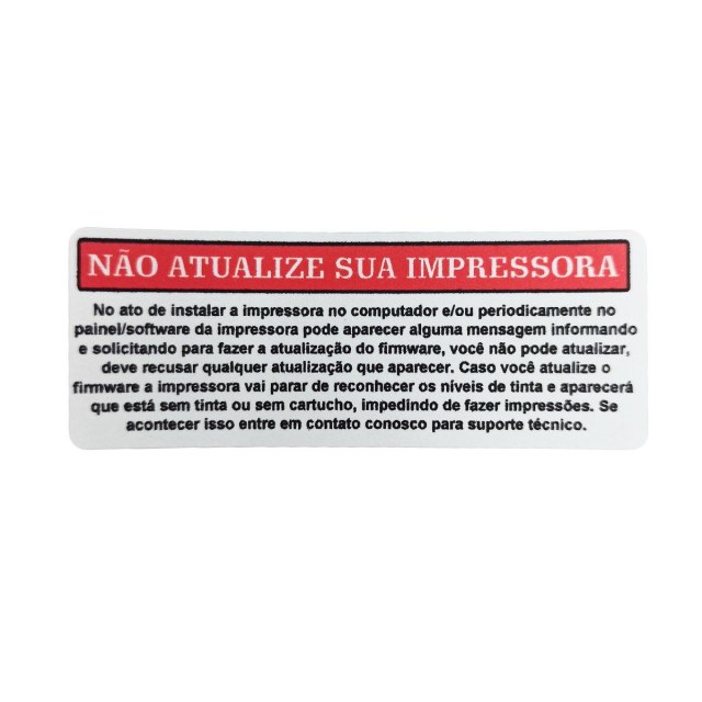Etiqueta com Informações para Não Atualizar a Impressora na Sulink