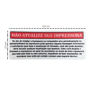 Etiqueta com Informações para Não Atualizar a Impressora na Sulink