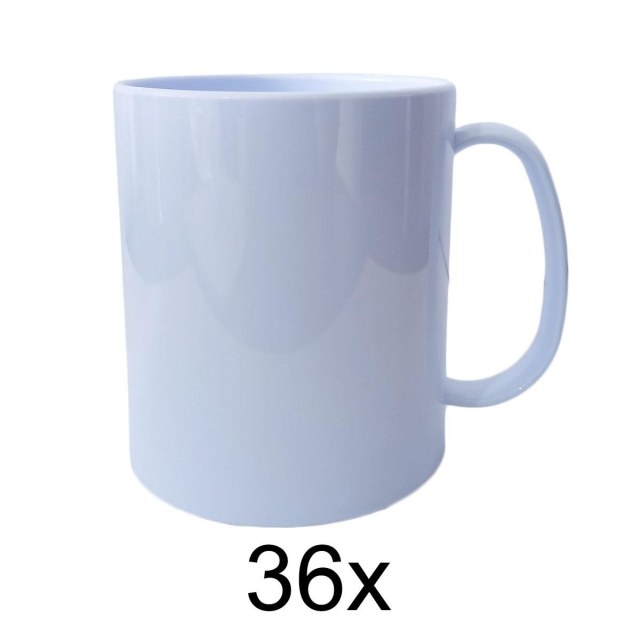 Caneca de Plástico Polímero 380ml para Sublimação (Modelo "S" 117g) Branca | 36 Unidades