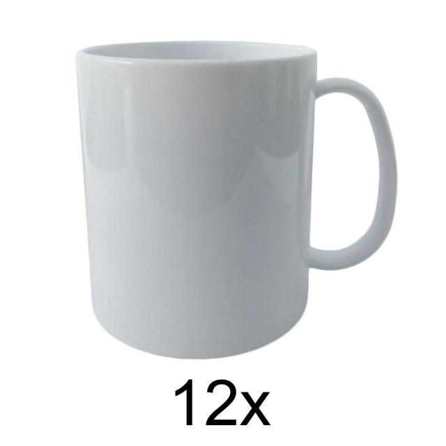 Caneca de Plástico Polímero 360ml para Sublimação (UDP Modelo "L") Branca | 12 Unidades