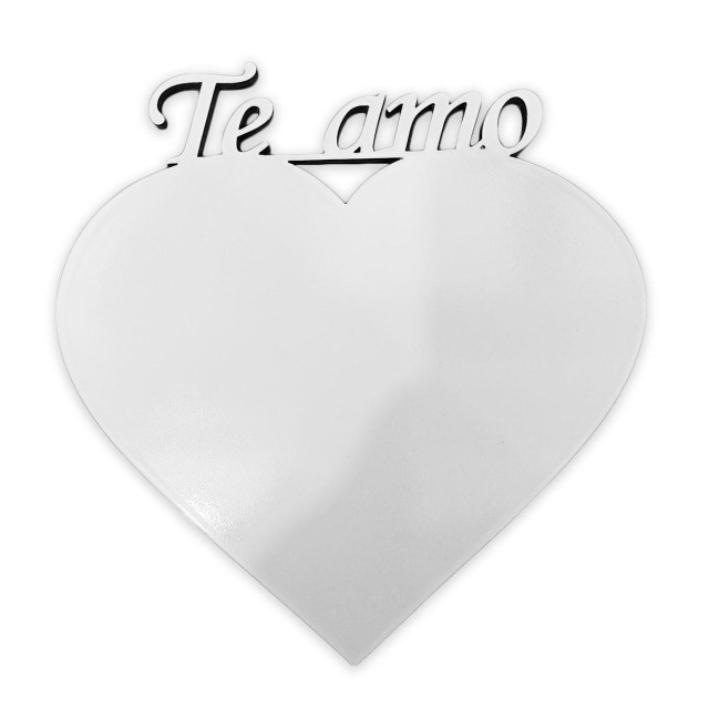 Quadro MDF Branco para Sublimação | 6mm | Coração Te Amo 20x20cm