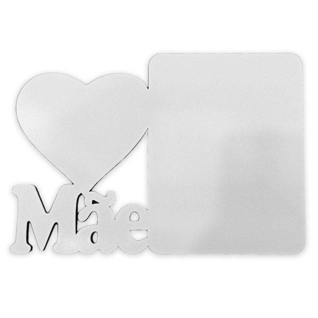Quadro MDF Branco para Sublimação | 6mm | Coração Mãe 20x28cm
