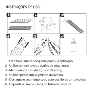 Lâmina para Estilete 18mm Larga Norma SK85 | Tubete com 10 Lâminas na Sulink