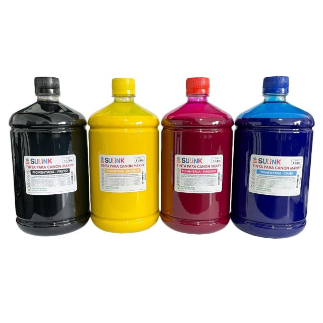 Tinta Sulink para Canon Maxify Pigmentada | Kit 4 Litros (1 Litro cada cor) na Sulink