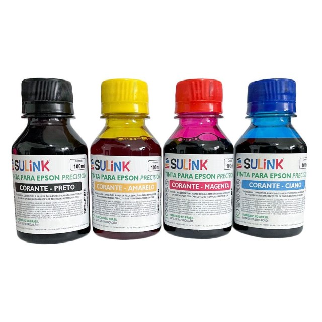 Tinta Sulink para Epson Precision Corante | Kit 400ml (100ml de cada cor) na Sulink