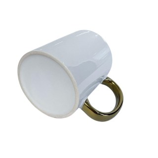 Caneca de Cerâmica Branca com Alça Colorida para Sublimação | Ouro na Sulink