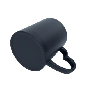 Caneca de Cerâmica Mágica com Alça Coração para Sublimação | Preta Fosca na Sulink