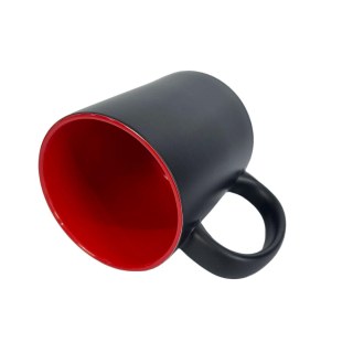 Caneca de Cerâmica Mágica Preta Fosca com Interior Colorido para Sublimação | Vermelha na Sulink