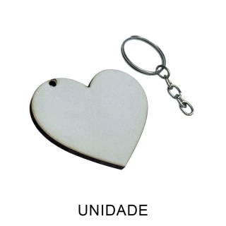 Chaveiro de MDF 3mm Coração Branco para Sublimação com Corrente e Argola | Unidade na Sulink