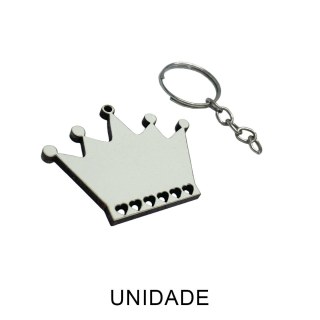 Chaveiro de MDF 3mm Coroa Branco para Sublimação com Corrente e Argola | Unidade na Sulink