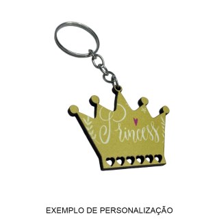 Chaveiro de MDF 3mm Coroa Branco para Sublimação com Corrente e Argola | Unidade na Sulink