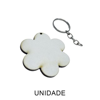 Chaveiro de MDF 3mm Flor Branco para Sublimação com Corrente e Argola | Unidade na Sulink