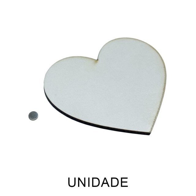Imã de Geladeira em MDF 3mm Coração Branco para Sublimação (Imã para Colar) | Unidade na Sulink