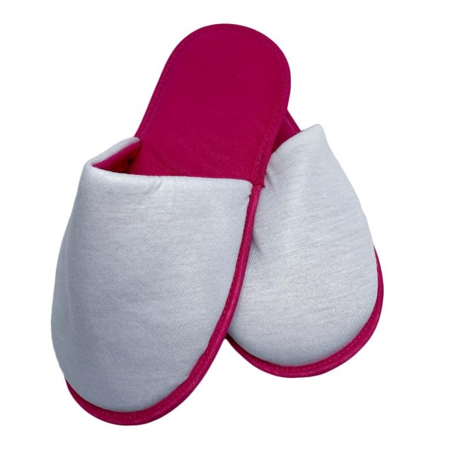 Pantufa Adulto para Sublimação | Tamanho: G (39/40) Branco / Pink