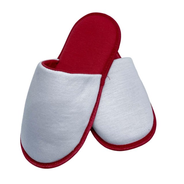 Pantufa Adulto para Sublimação | Tamanho: GG (41/42/43) Branco / Vermelho
