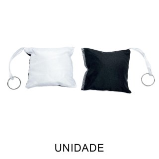 Almochaveiro de Microfibra 8x9cm Branco com Preto para Sublimação (+ Argola) | Unidade na Sulink