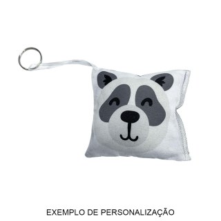 Almochaveiro de Microfibra 8x9cm Branco com Preto para Sublimação (+ Argola) | Unidade na Sulink