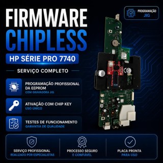 Firmware ChipLess Completo HP Série Pro 7740 | Programação EEPROM + Ativação com Chip Key na Sulink