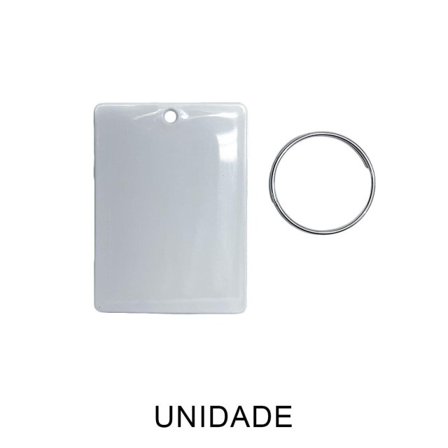 Chaveiro em Polímero Retangular Branco para Sublimação (UDP) com Argola | Unidade na Sulink