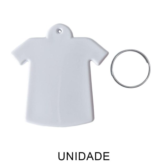 Chaveiro em Polímero Camiseta Branco para Sublimação (UDP) com Argola | Unidade
