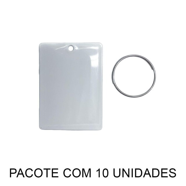 Chaveiro em Polímero Retangular Branco para Sublimação (UDP) com Argola | Pacote com 10 Unidades na Sulink