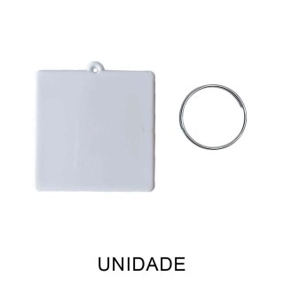 Chaveiro em Polímero Quadrado Branco para Sublimação (UDP) com Argola | Unidade na Sulink