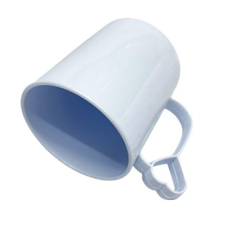 Caneca de Plástico Polímero 360ml Branca com Alça Coraçãozinho para Sublimação (ADP) | Unidade na Sulink