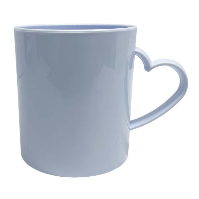 Caneca de Plástico Polímero 360ml Branca com Alça Coração para Sublimação (ADP) | Unidade