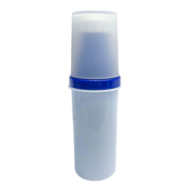 Garrafa de Plástico Polímero 650ml Branco Slin Azul Royal para Sublimação (ADP) com Copo Translúcido | Unidade na Sulink
