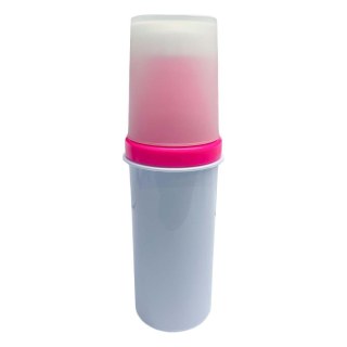 Garrafa de Plástico Polímero 650ml Branco Slin Rosa para Sublimação (ADP) com Copo Translúcido | Unidade na Sulink