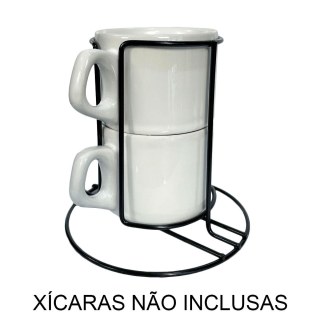 Torre Suporte para 2 Xícaras em Aço Aramado Preto | Unidade na Sulink