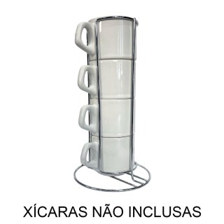 Torre Suporte para 4 Xícaras em Aço Aramado Prateado | Unidade na Sulink