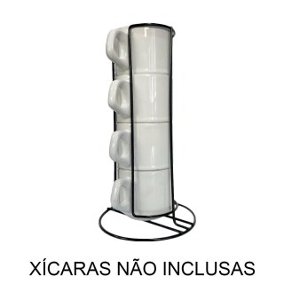 Torre Suporte para 4 Xícaras em Aço Aramado Preto | Unidade na Sulink