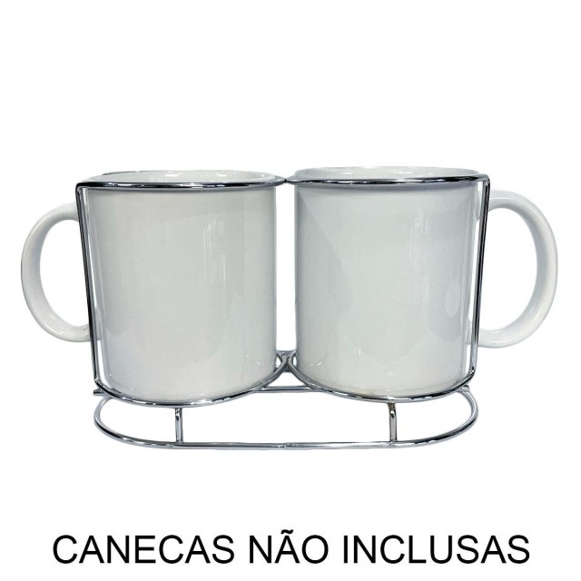 Suporte para 2 Canecas Laterais em Aço Aramado Prateado | Unidade na Sulink
